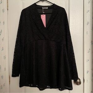 Black Lace Blouse fully lined XXL